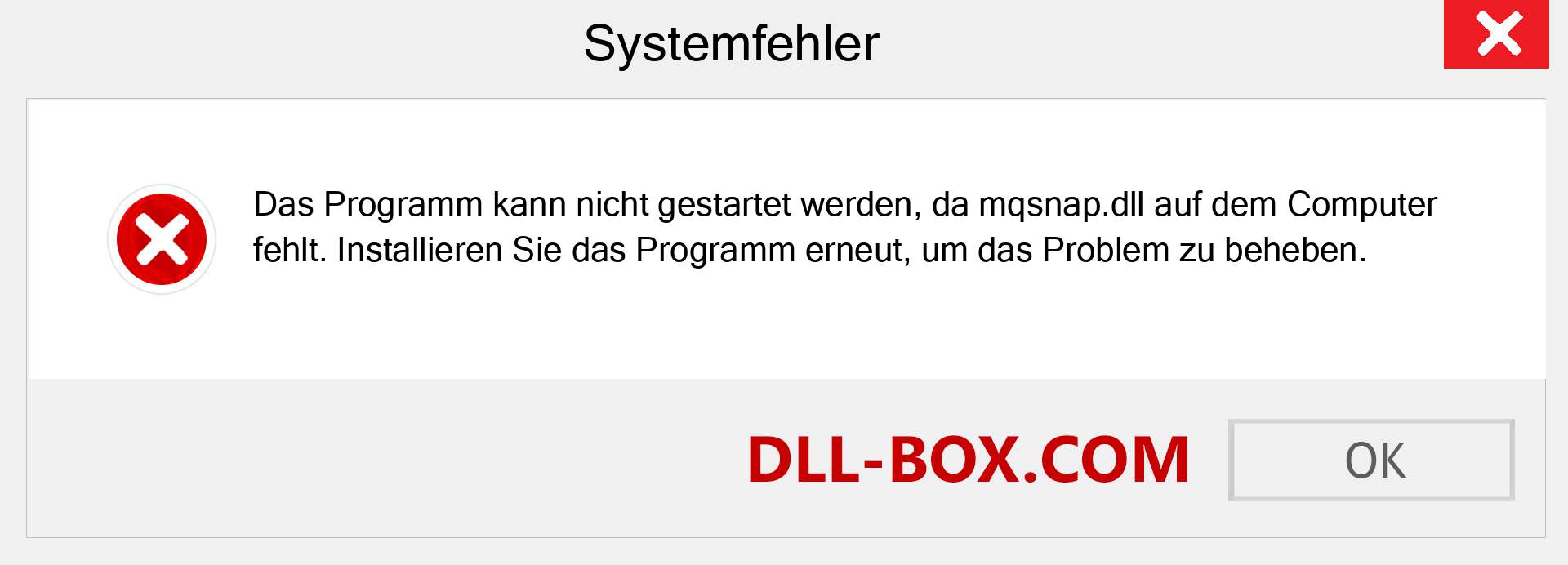 mqsnap.dll-Datei fehlt?. Download für Windows 7, 8, 10 - Fix mqsnap dll Missing Error unter Windows, Fotos, Bildern