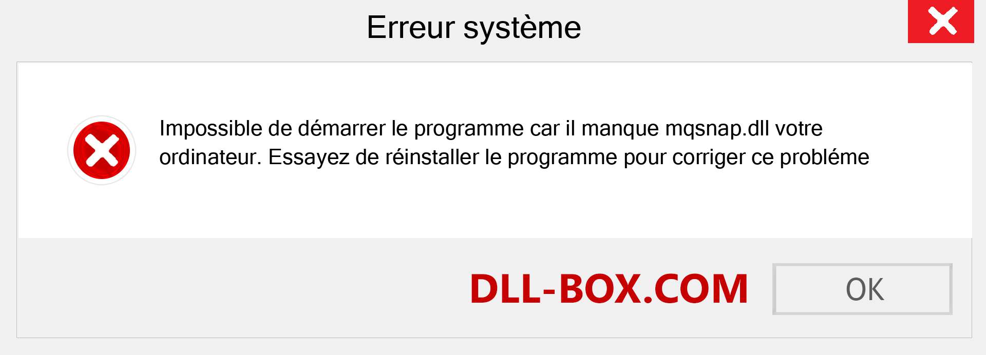 Le fichier mqsnap.dll est manquant ?. Télécharger pour Windows 7, 8, 10 - Correction de l'erreur manquante mqsnap dll sur Windows, photos, images